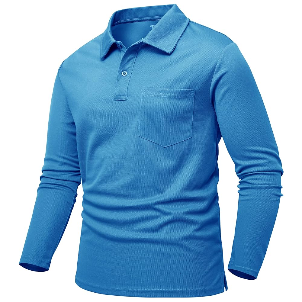 Rdruko Long Sleeve Polo Shirts for Men Breathable Wicking